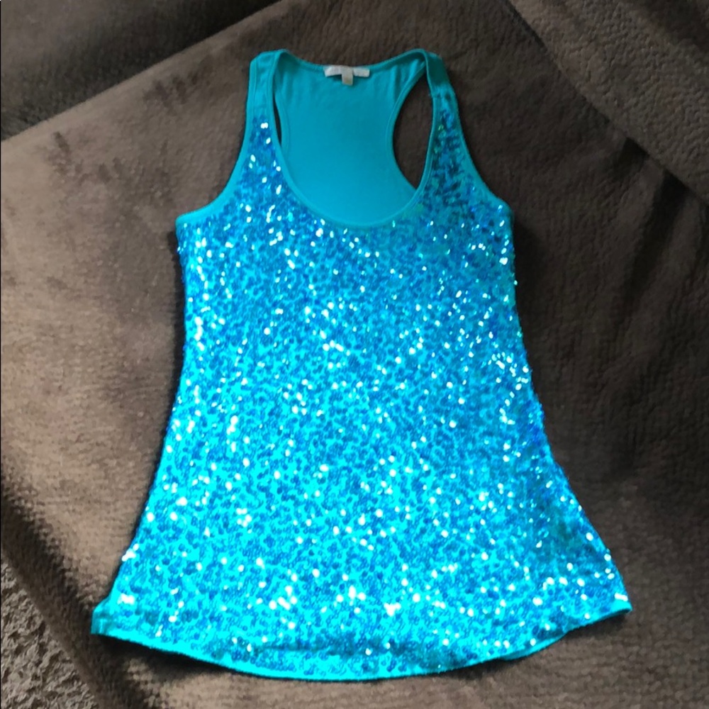 Teal green sequin tank size small